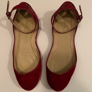 Zara Red Velvet Ballet Flats
